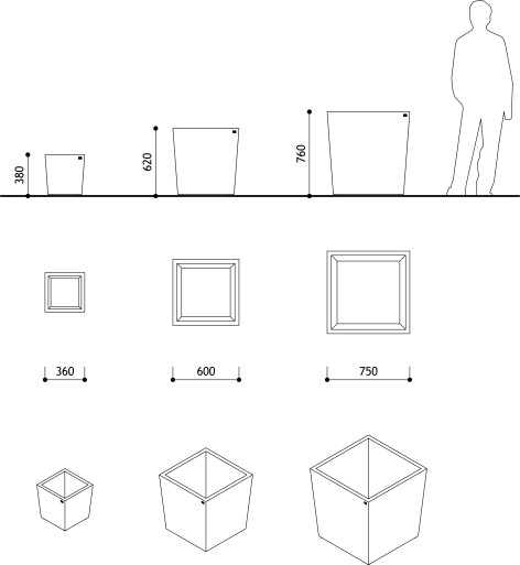 Бетонный вазон Дельта M-XL