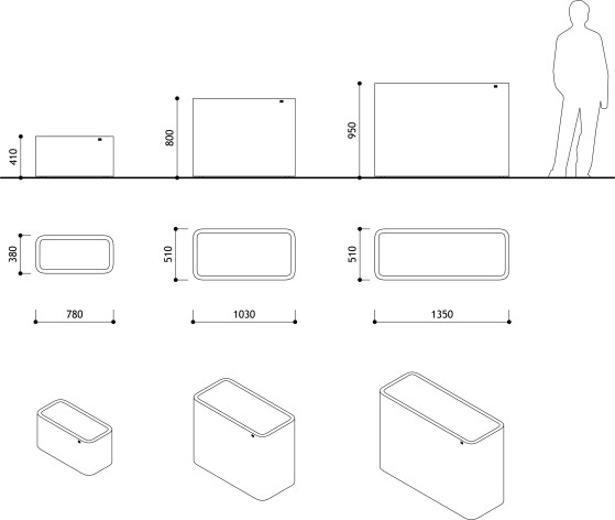 Бетонный вазон Ека S-L
