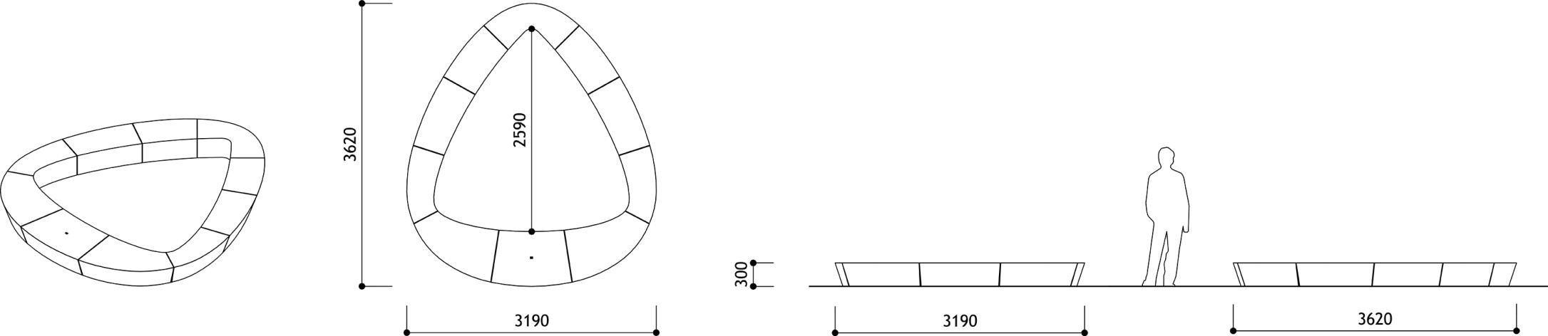 Уличная бетонная клумба K03