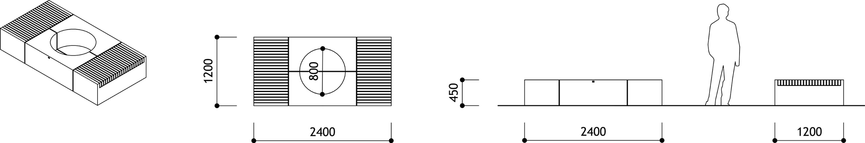Уличная бетонная клумба K06