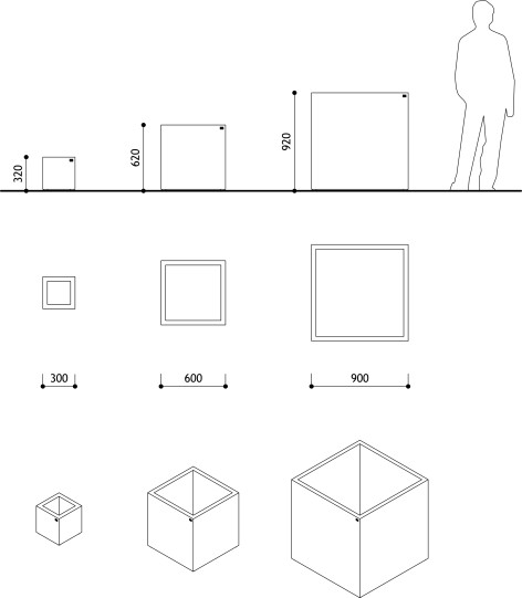 Бетонный вазон Куб M-XL