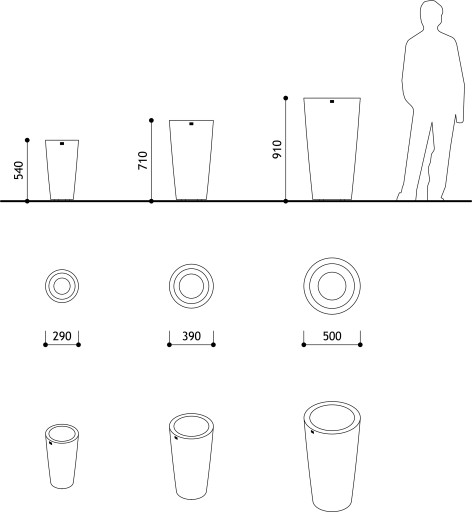 Бетонный вазон Рондо S-L