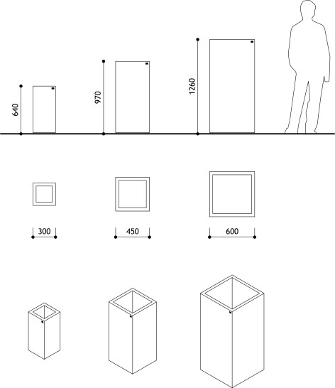 Бетонный вазон Тавер M-XL