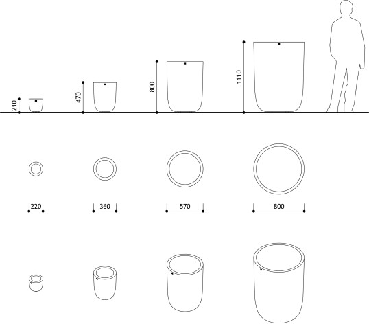 Бетонный вазон Тура S-XL